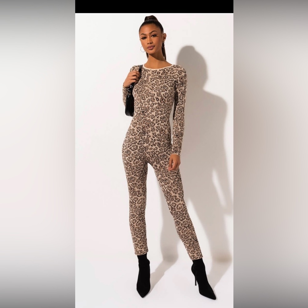 Akira cheetah print bodycon jumpsuit